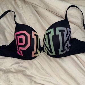 PINK Victoria's Secret Black Push Up Bra with PINK Logo